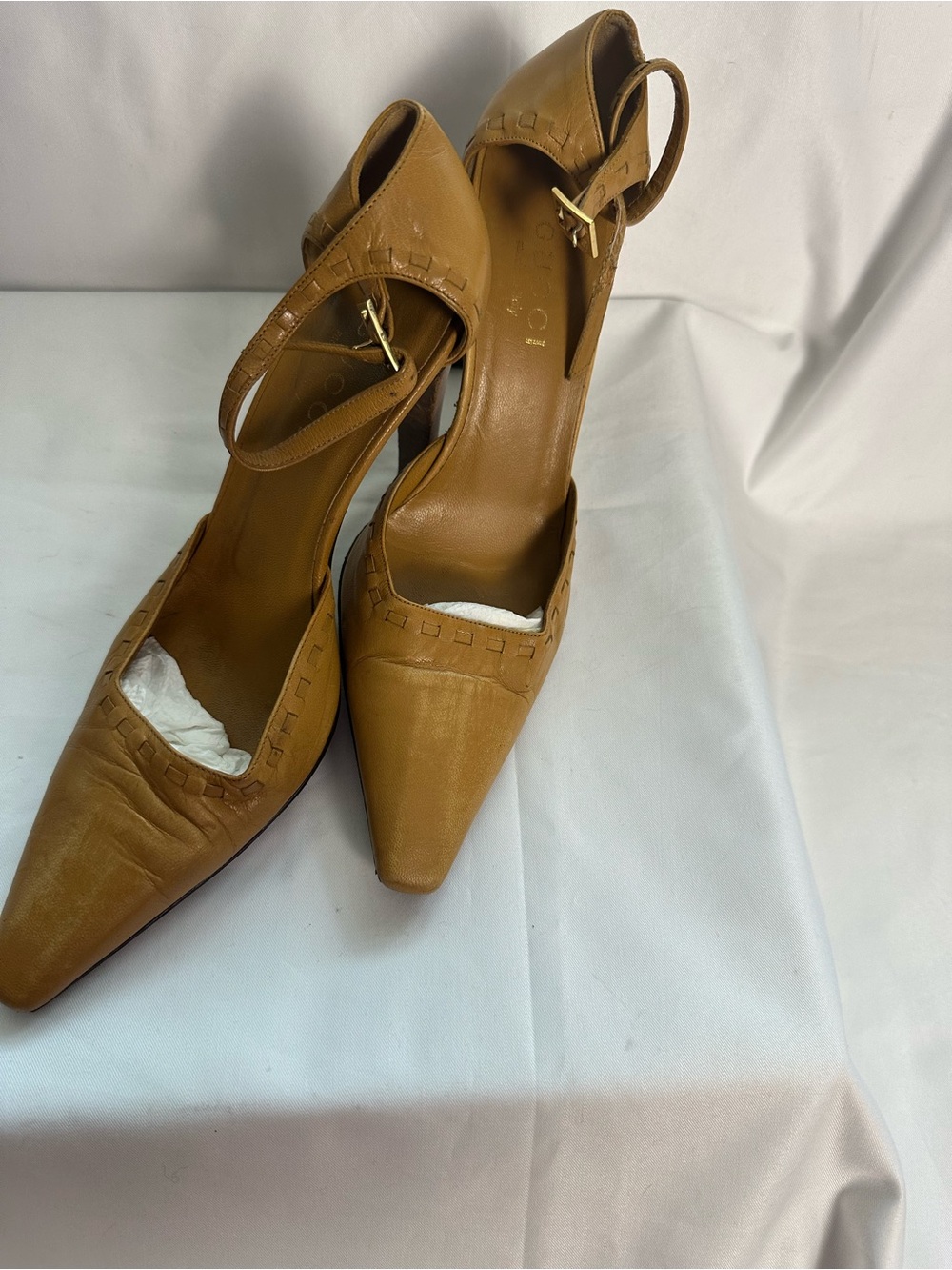 Gucci Tan Leather Ankle Strap Pumps 6.5B